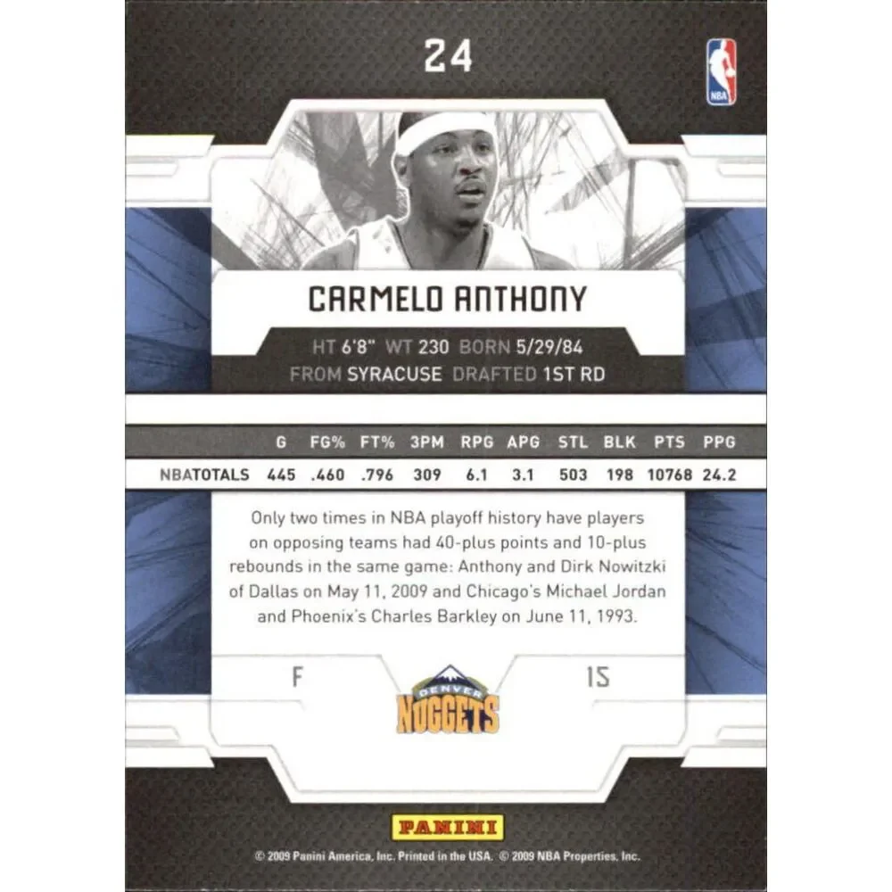 2009 Donruss Elite Basketball Card - #24 Carmelo Anthony